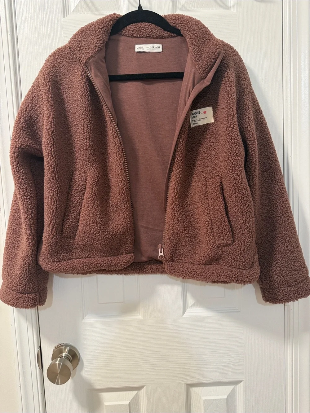Zara Kids Mauve Teddy Puffer Jacket